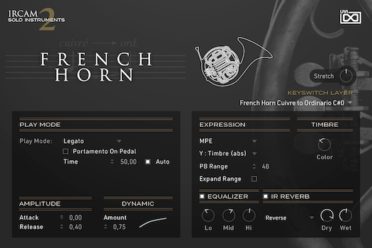 UVI IRCAM Solo Instruments 2 | French Horn GUI